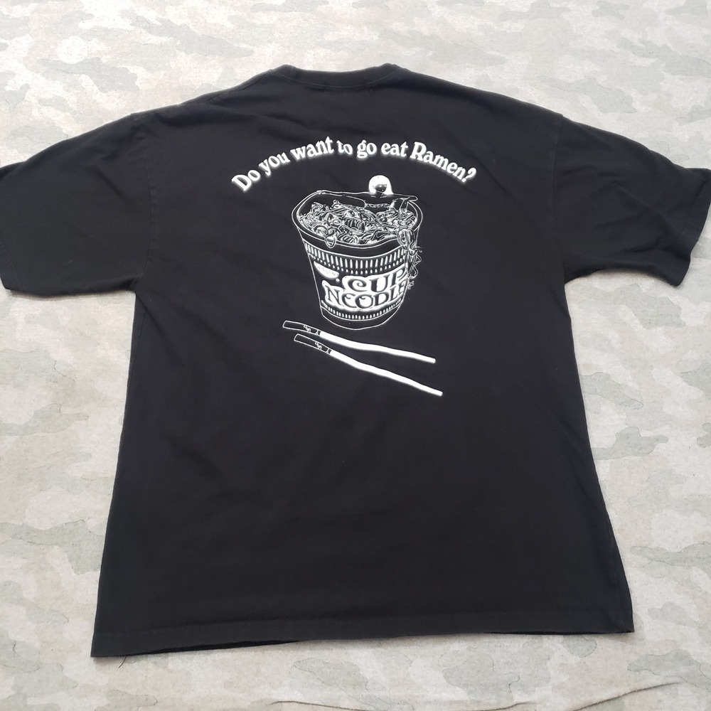 M Play Ground Shirt Mens Free Size Black Ramen Noodles Short Sleeve